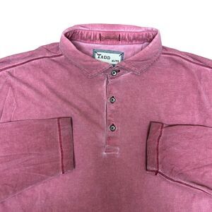 TADD Men's Red Collared Long Sleeve Polo Lightweight Shirt‎ XL